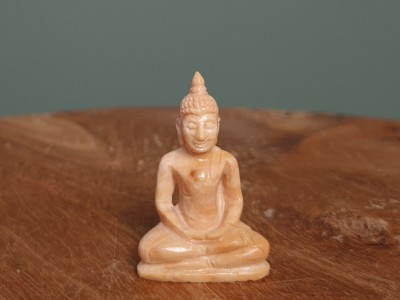 Afbeelding van Versteend hout Boeddha beeldje in dhyana mudra houding 7 gram