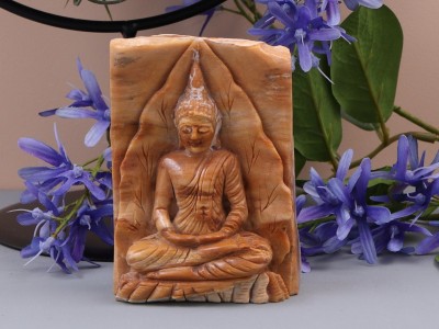 Afbeelding van Versteend hout Boeddha beeld in dhyana mudra houding 286 gram